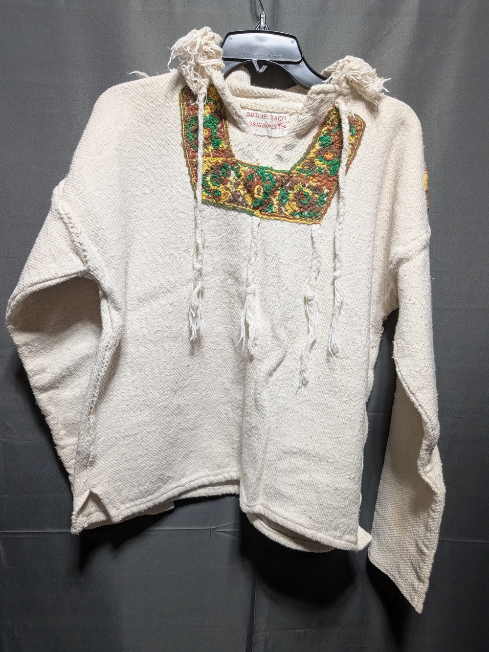 Cream Embroidered Scoop-Neck Pullover Sweater